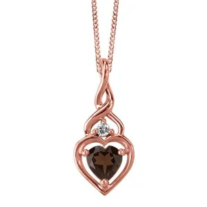 Pink Gold Diamond And Smoky Quartz Pendant