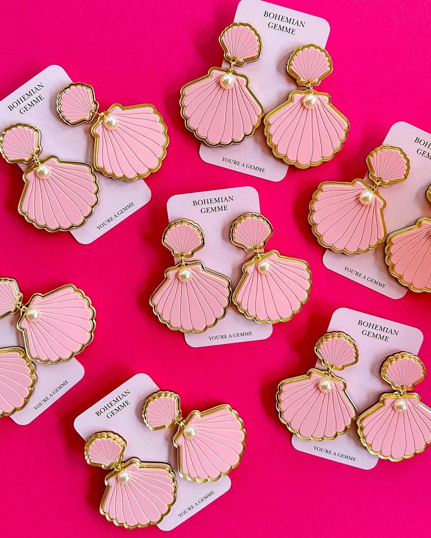 Pink Seashell Dangle Earrings