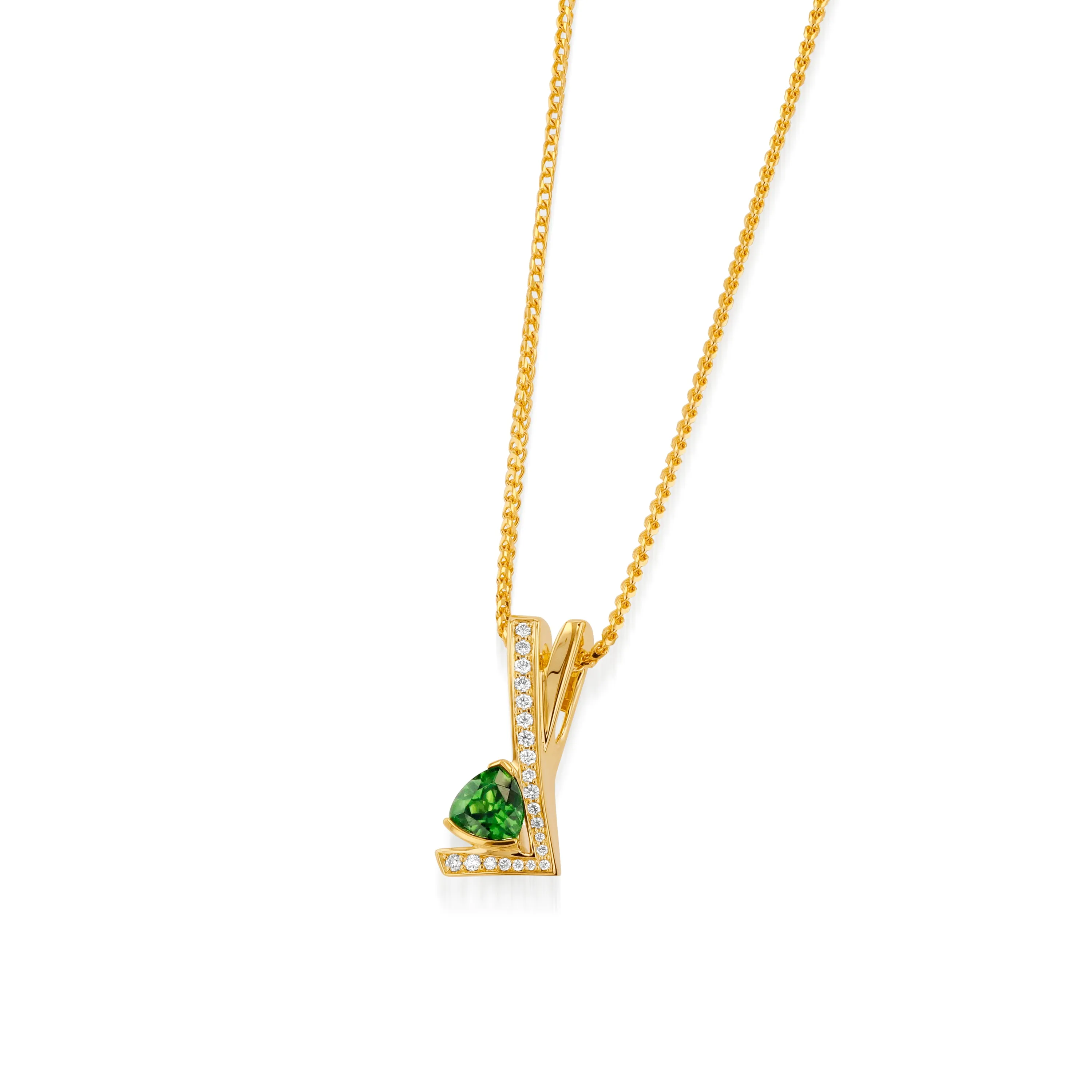 Pinnacle Petite Gemstone Pendant Necklace with Pave Diamonds