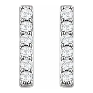 Platinum 1/10 CTW Natural Diamond Bar Earrings