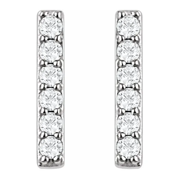 Platinum 1/10 CTW Natural Diamond Bar Earrings
