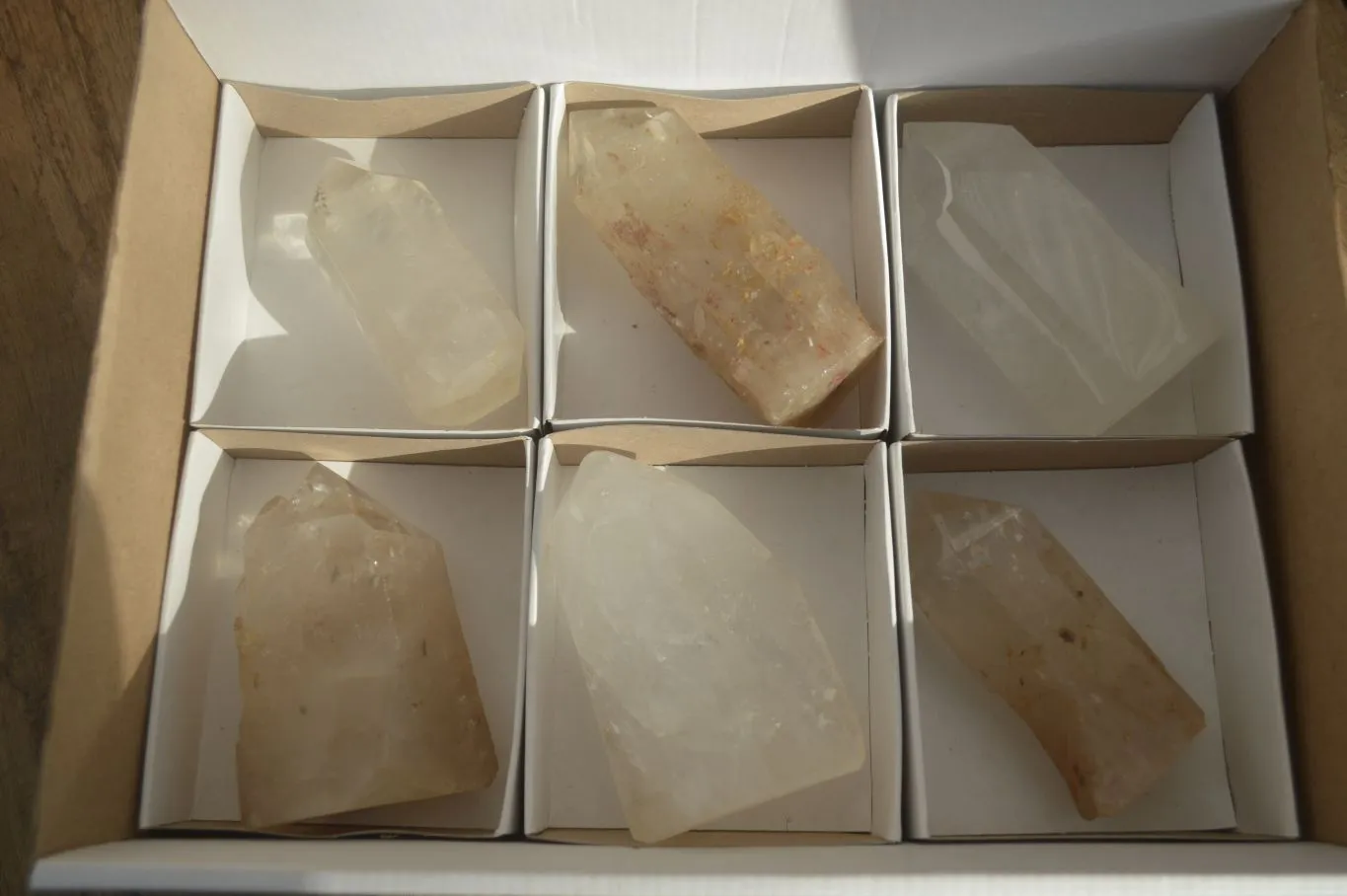 Polished Clear Quartz Points x 6 From Southern Africa
