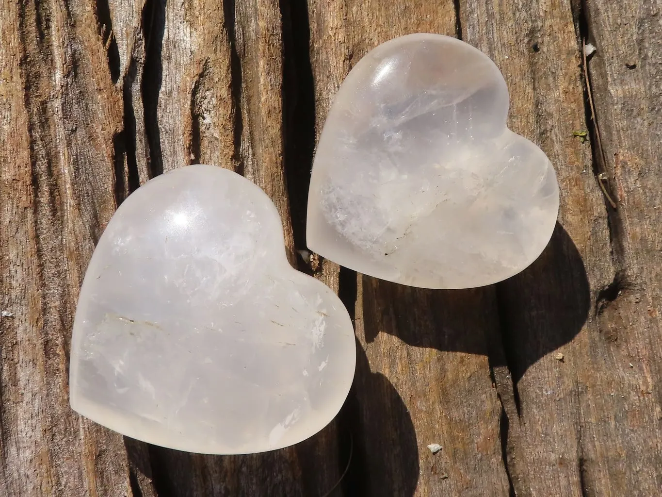 Polished Girasol Pearl Quartz Hearts x 12 From Ambatondrazaka, Madagascar