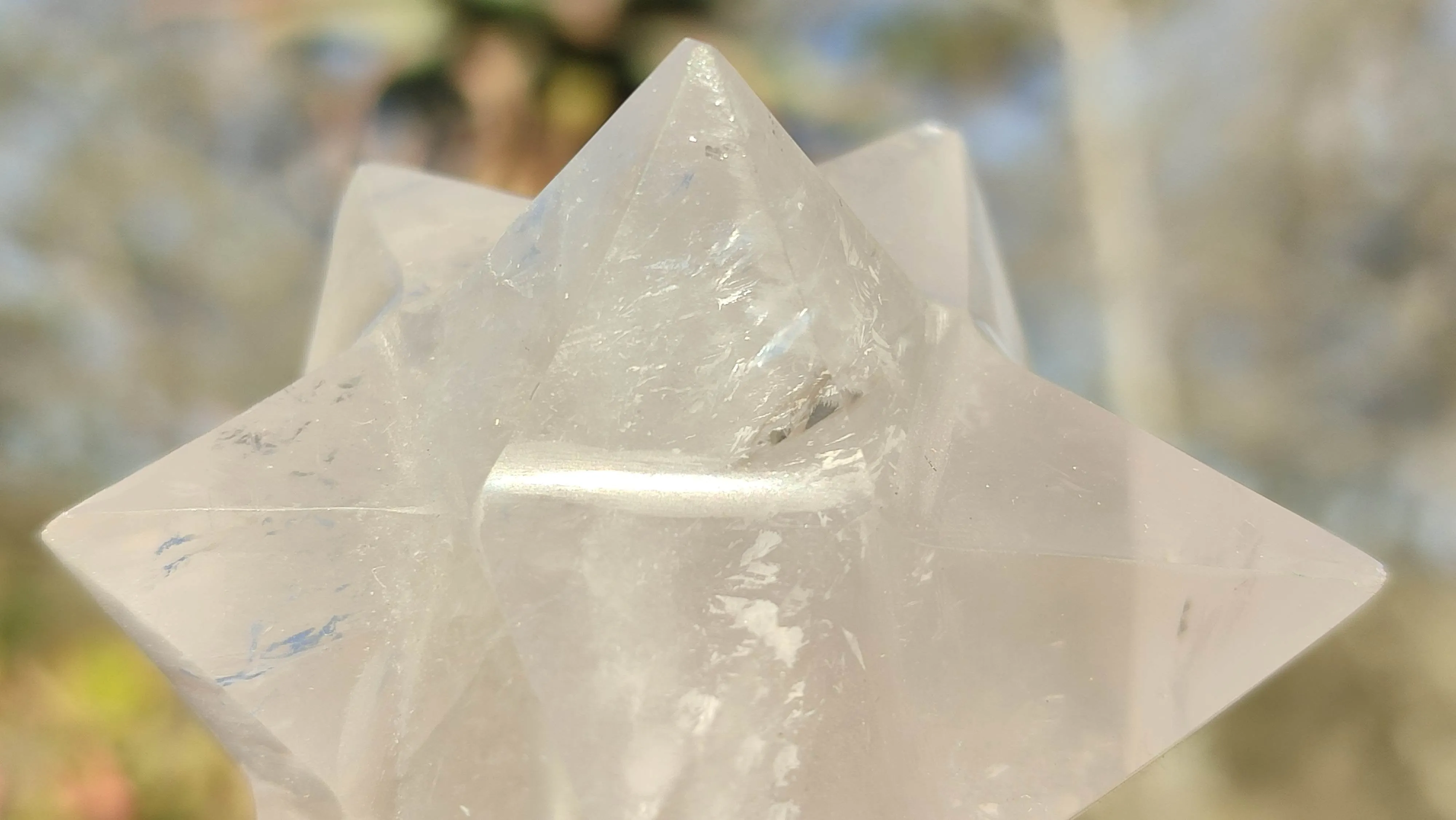 Polished Girasol Pearl Quartz Merkabah Stars x 4 From Madagascar