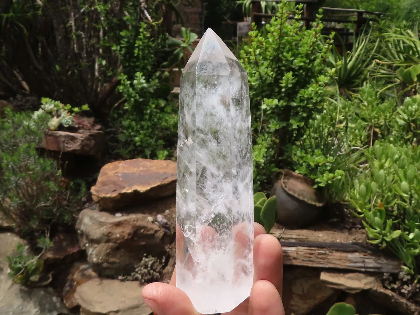 Polished Icy Clear Quartz Points x 6 From Madagascar