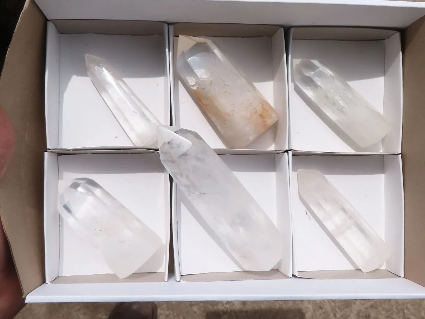 Polished Icy Clear Quartz Points x 6 From Madagascar