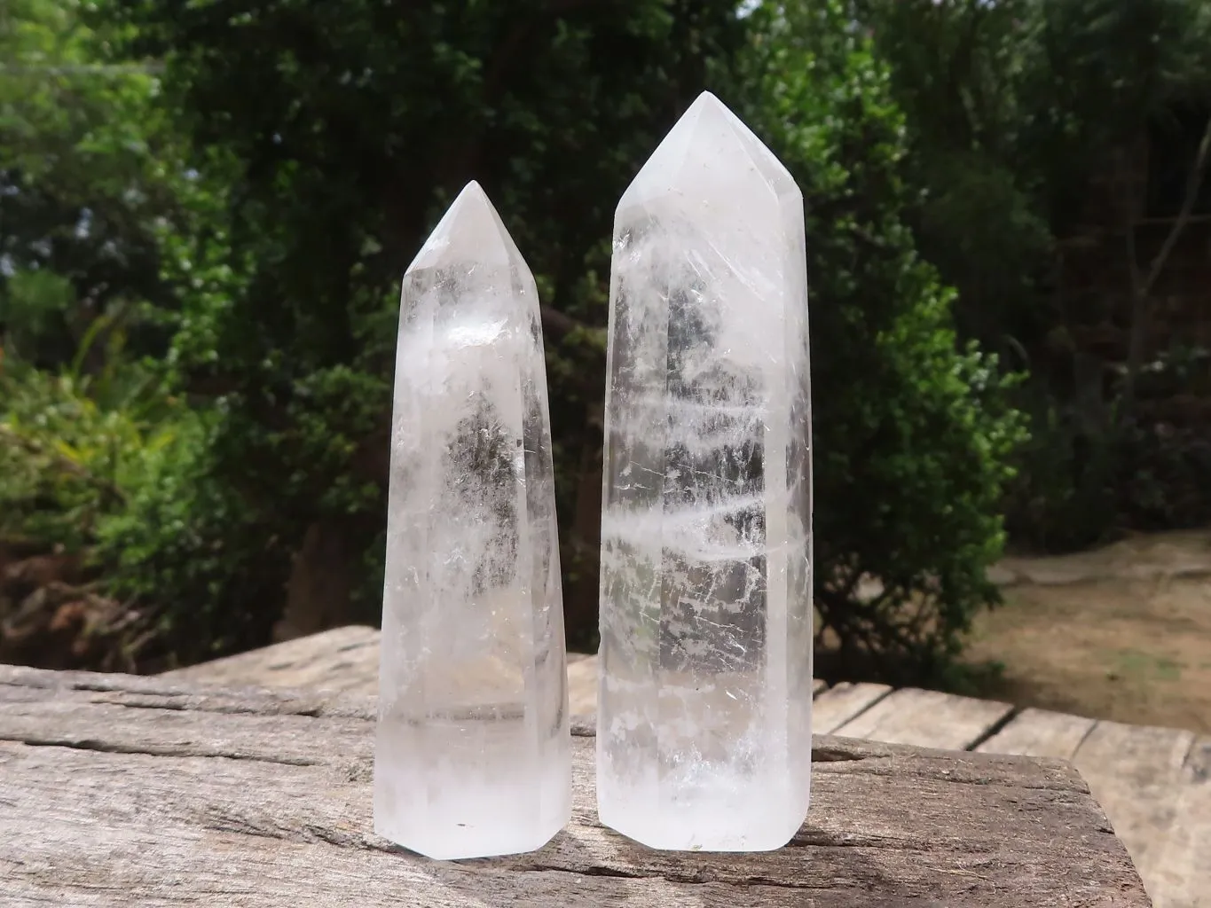 Polished Icy Clear Quartz Points x 6 From Madagascar