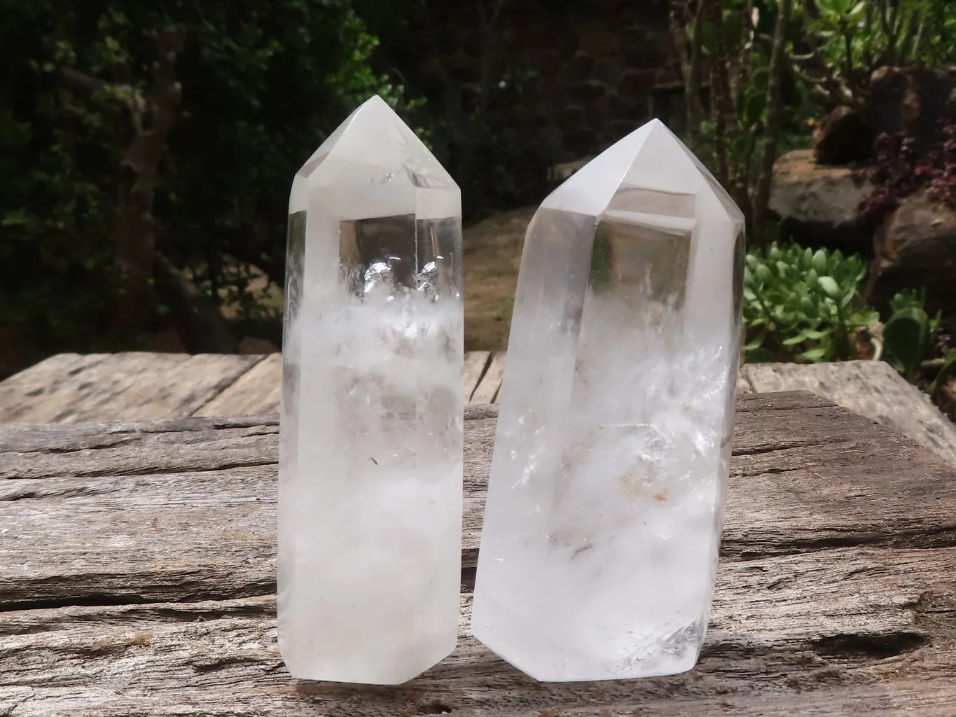Polished Icy Clear Quartz Points x 6 From Madagascar