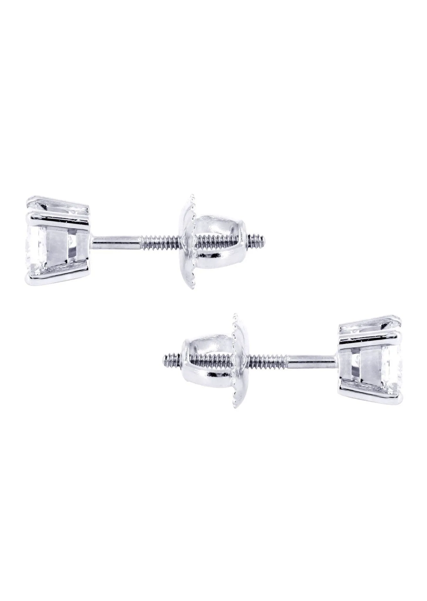 Princess Cut Diamond Stud Earrings For Men | 14K White Gold | 0.55 Carats