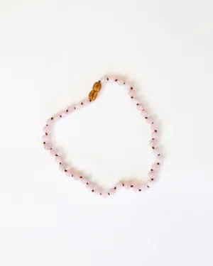 Pure Gemstone   Pink Rose Quartz || Beaded Necklace