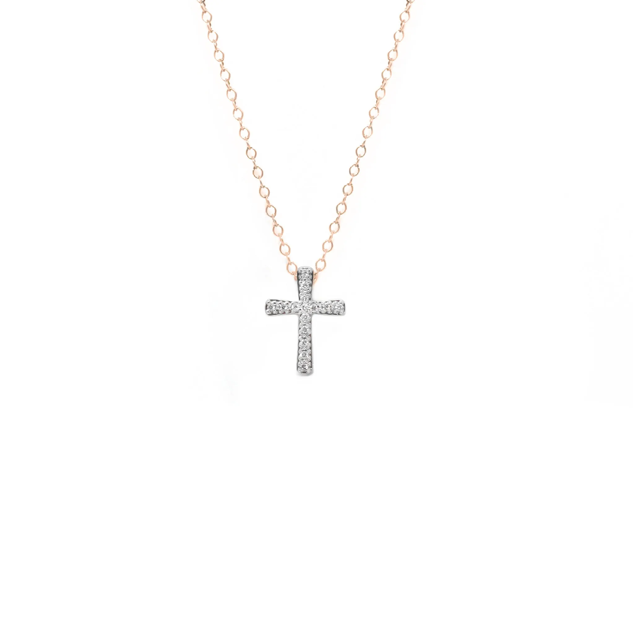R/G Diamond Cross Pendant 9ct