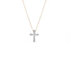 R/G Diamond Cross Pendant 9ct