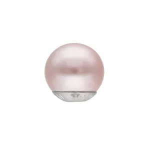 Rhodium Plated Sterling Silver Stud Earring for Women with Organic Simulated Pearl, 10mm Round Pink Pearl, Nexus Collection