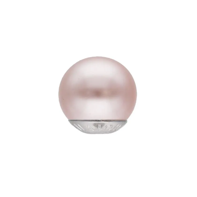 Rhodium Plated Sterling Silver Stud Earring for Women with Organic Simulated Pearl, 10mm Round Pink Pearl, Nexus Collection