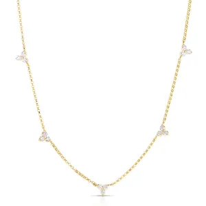 Roberto Coin Diamond Flower Five Station Necklace 7773261AY17X