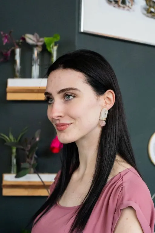 Rory Earrings - Cream & Coral