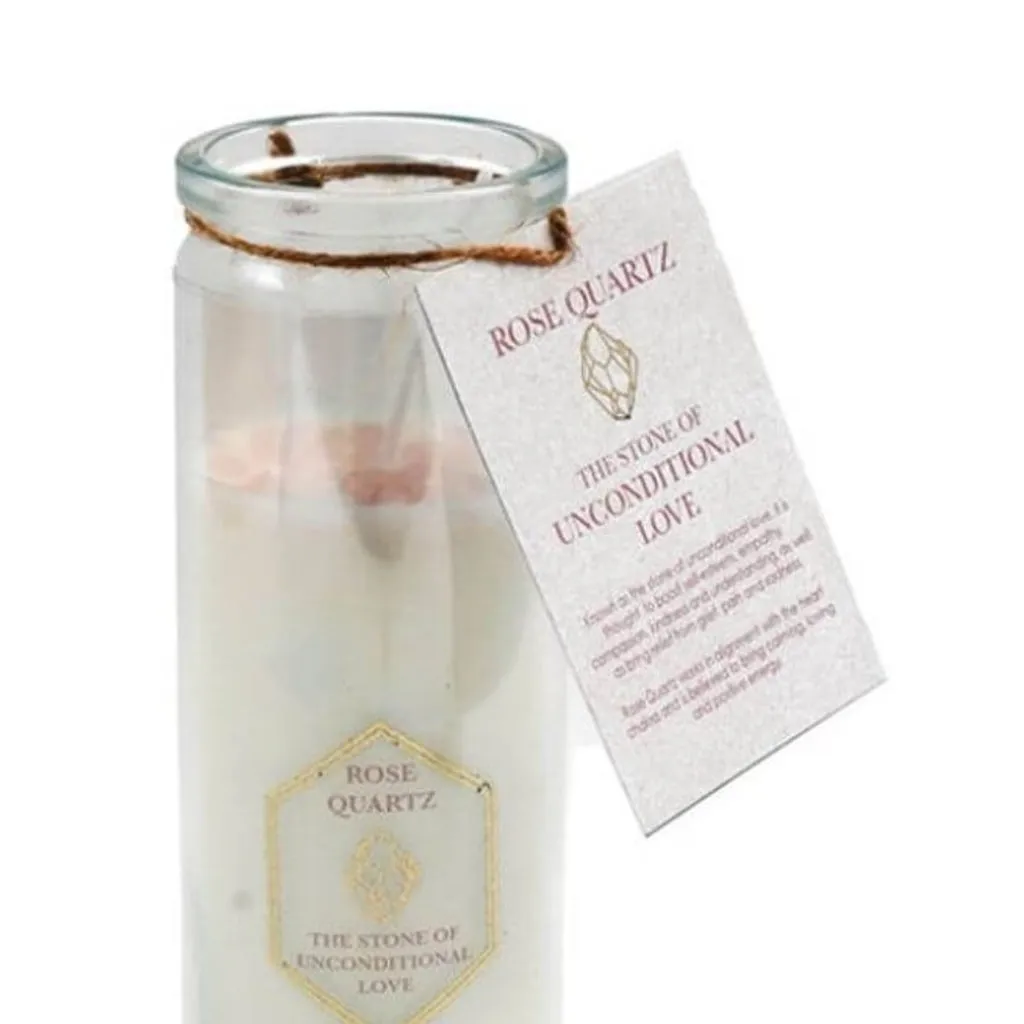 Rose Eucalyptus Tube Candle with Rose Quartz Crystals
