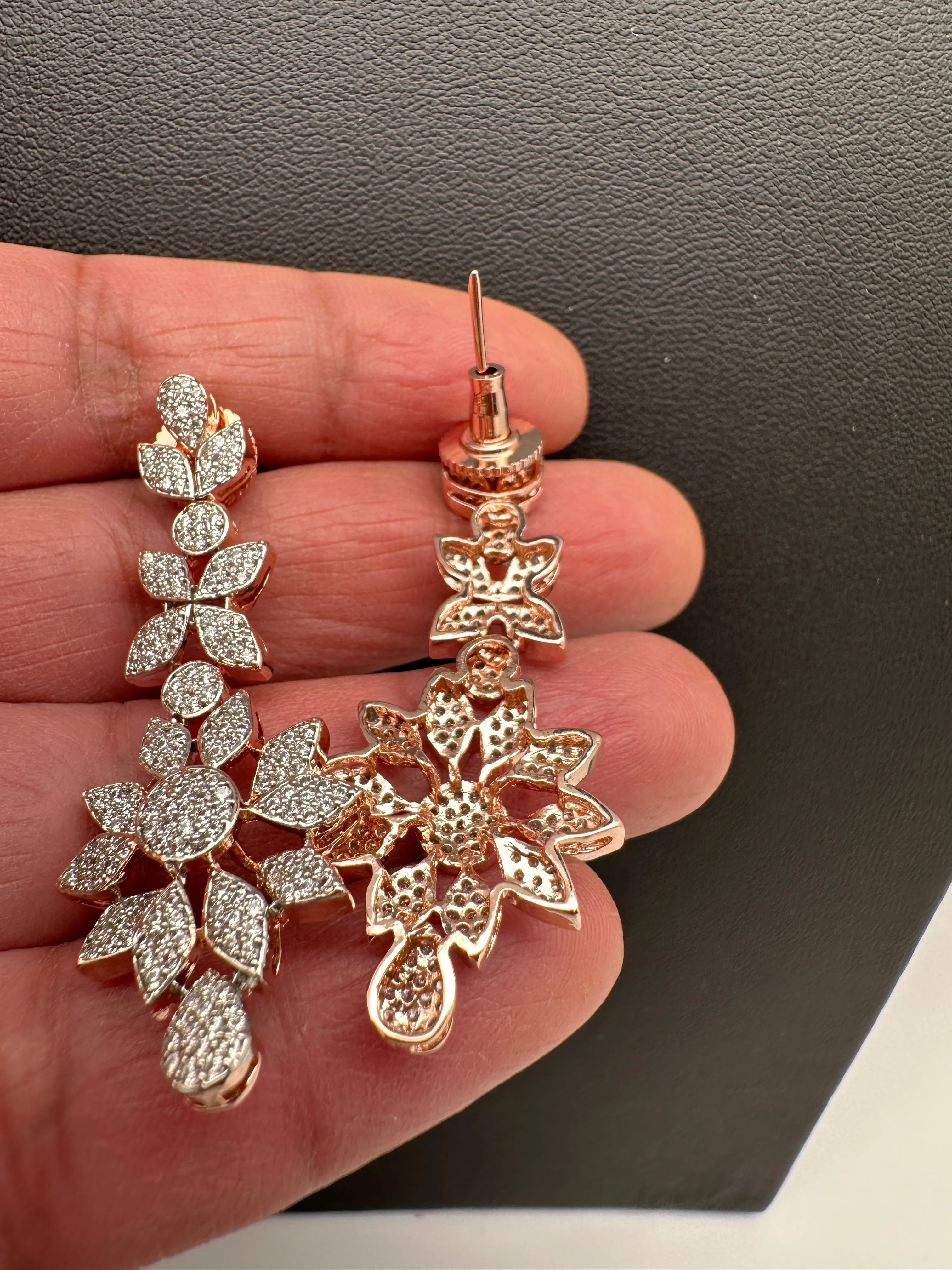 Rose Gold AD Leaf Necklace