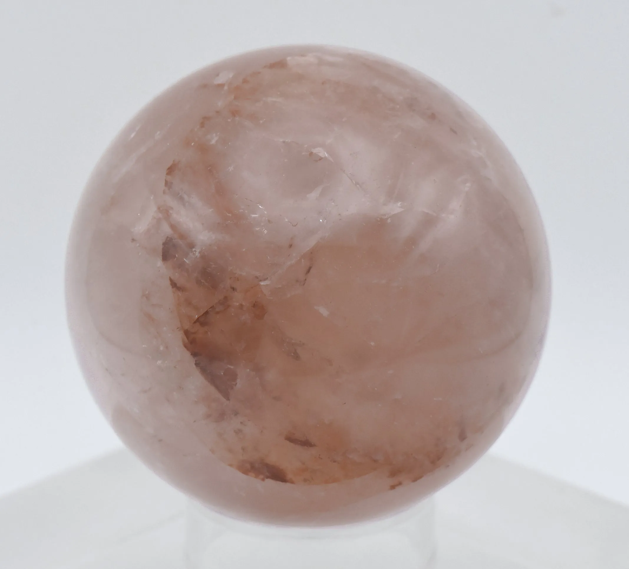 Rose Quartz with Hematite Inclusions Carved Sphere