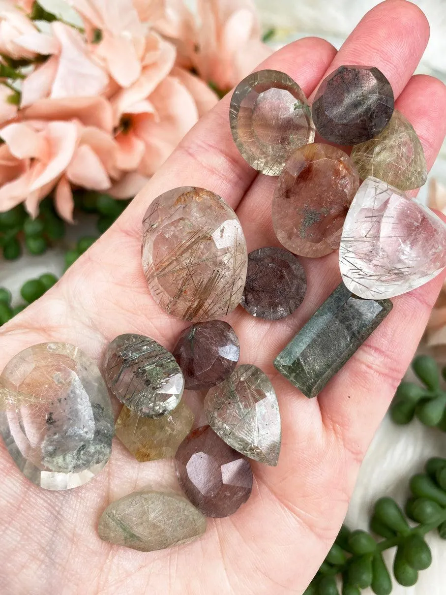 Rutile Quartz Faceted Gems