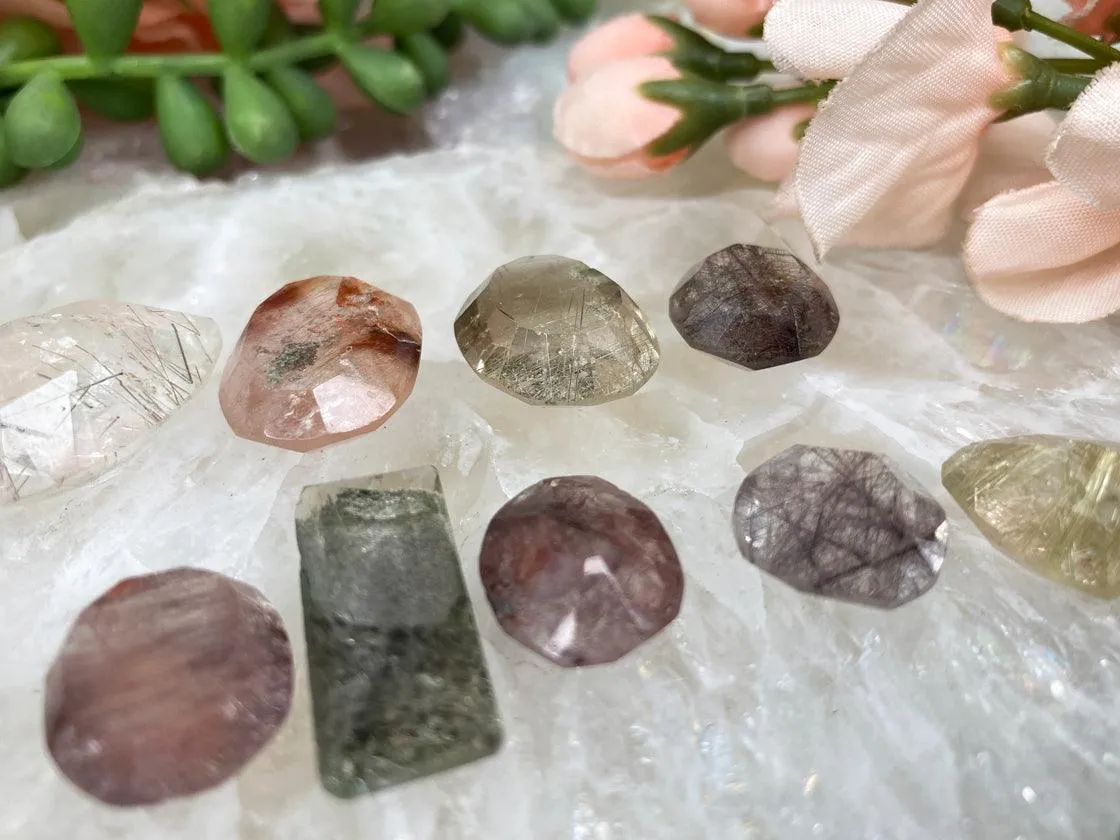 Rutile Quartz Faceted Gems