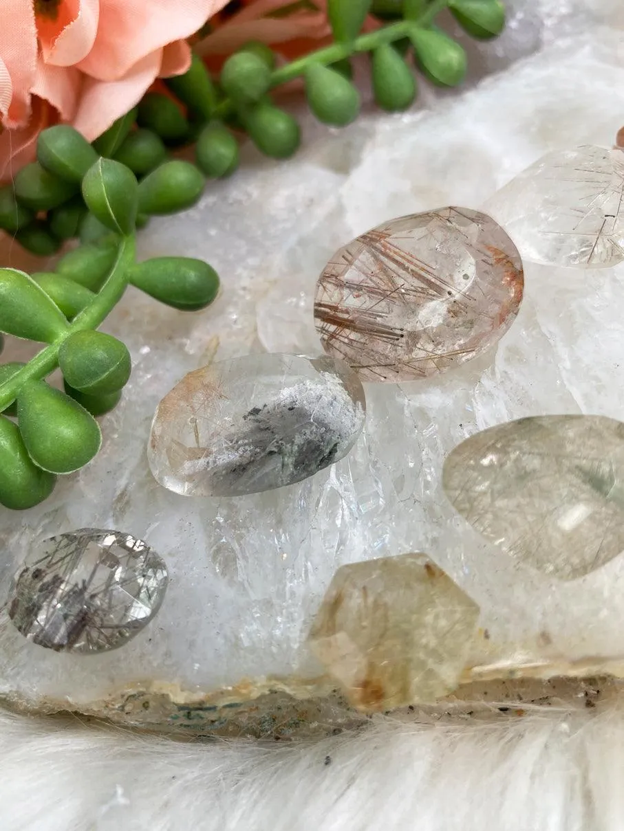 Rutile Quartz Faceted Gems