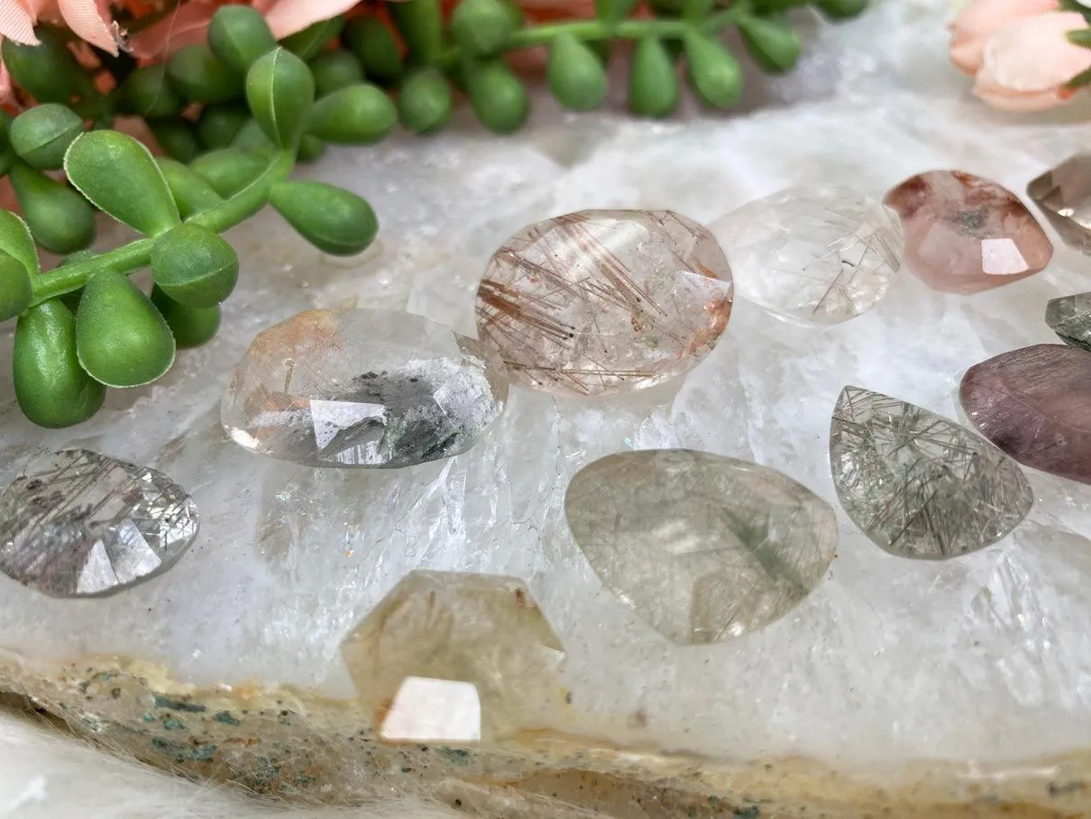 Rutile Quartz Faceted Gems