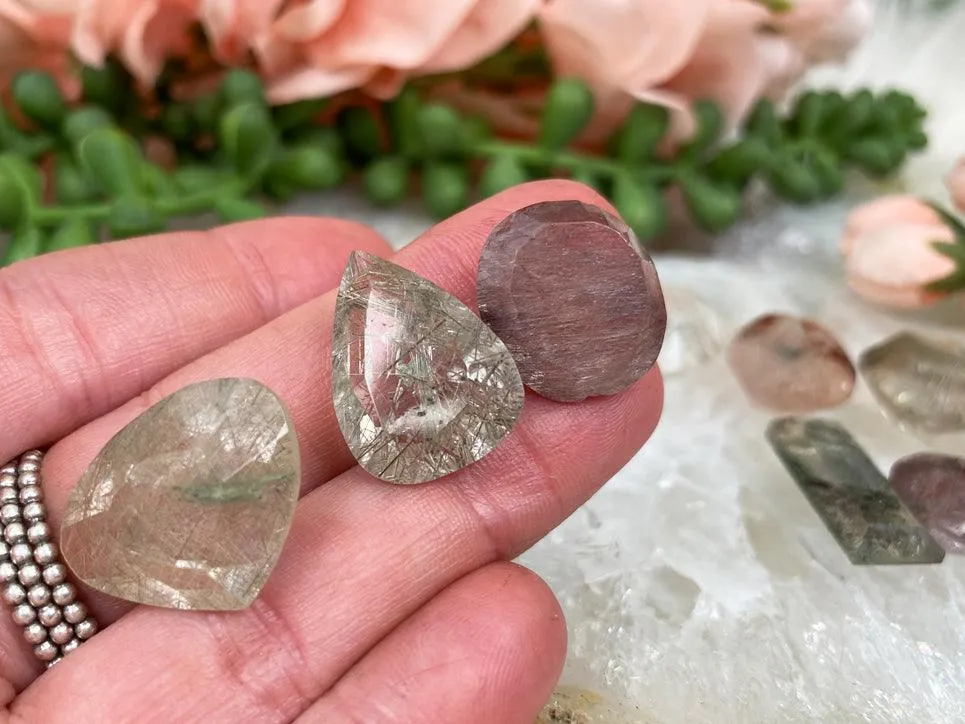 Rutile Quartz Faceted Gems