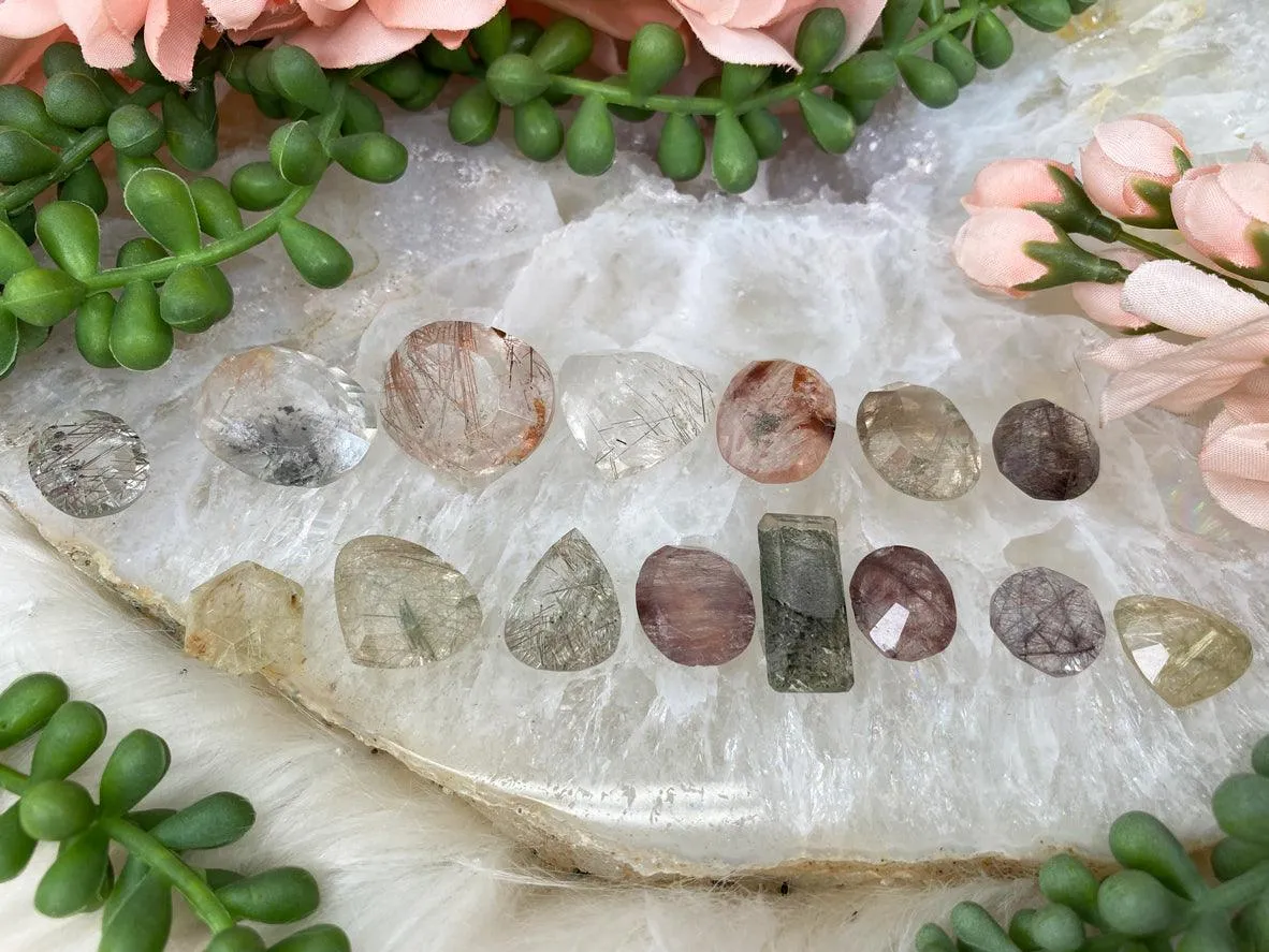 Rutile Quartz Faceted Gems