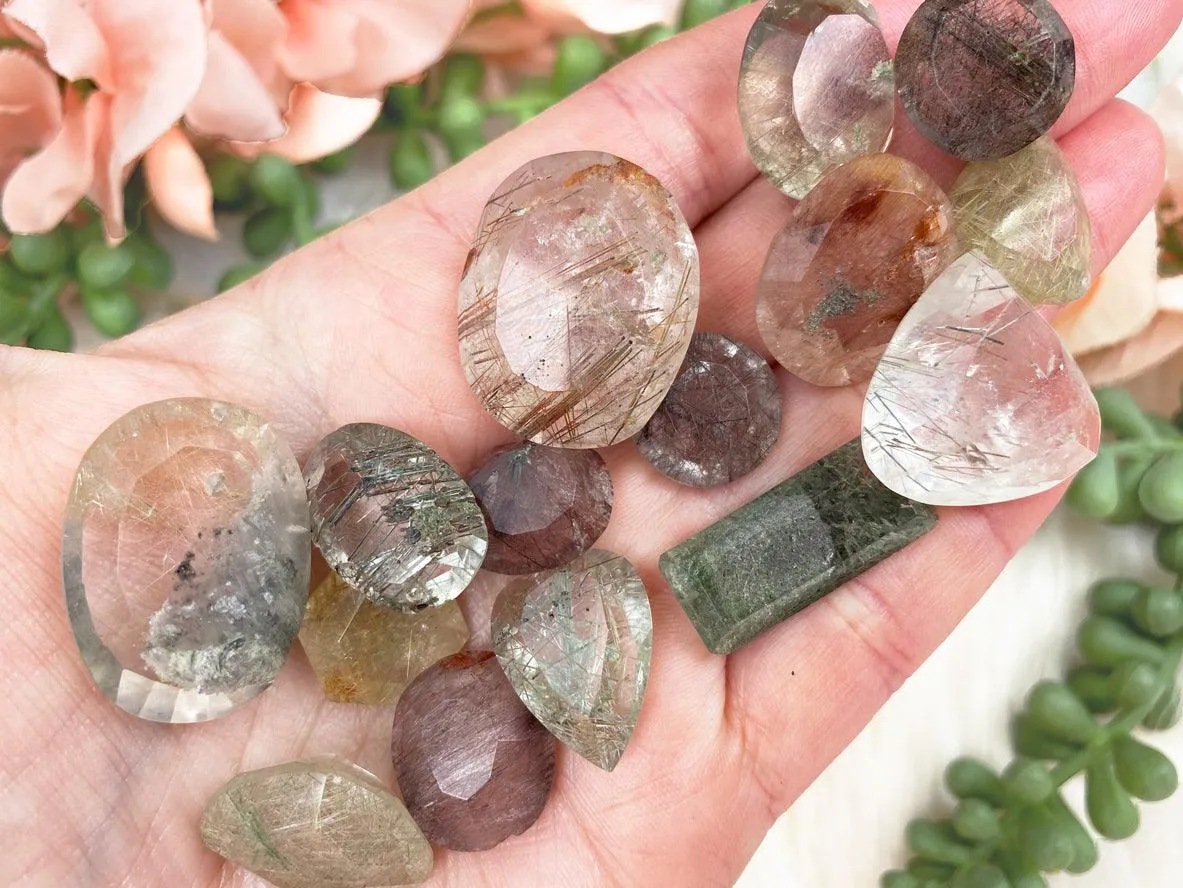 Rutile Quartz Faceted Gems