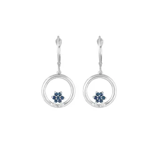 Sapphire and Diamond Dangle Earrings in 10K White Gold