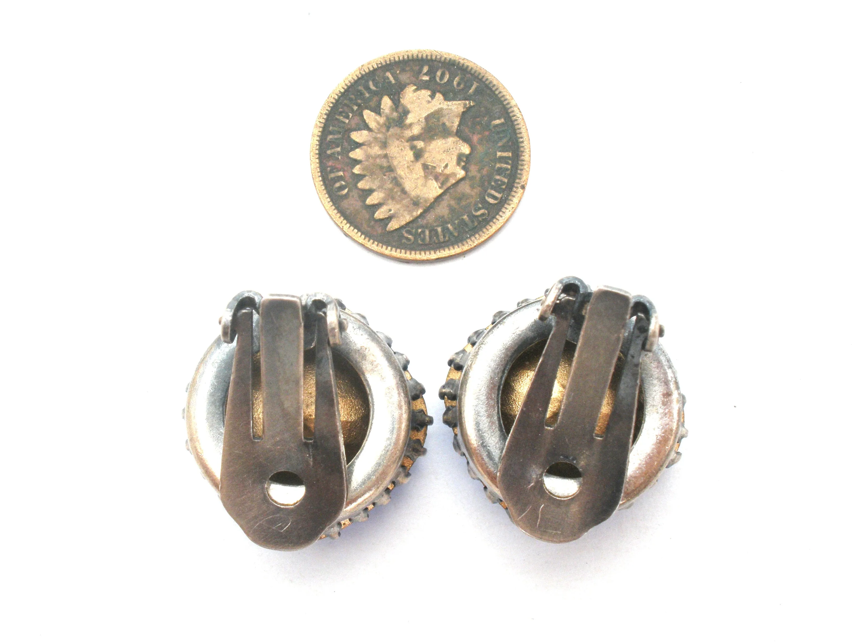Sapphire Blue Crystal Clip Earrings Vintage