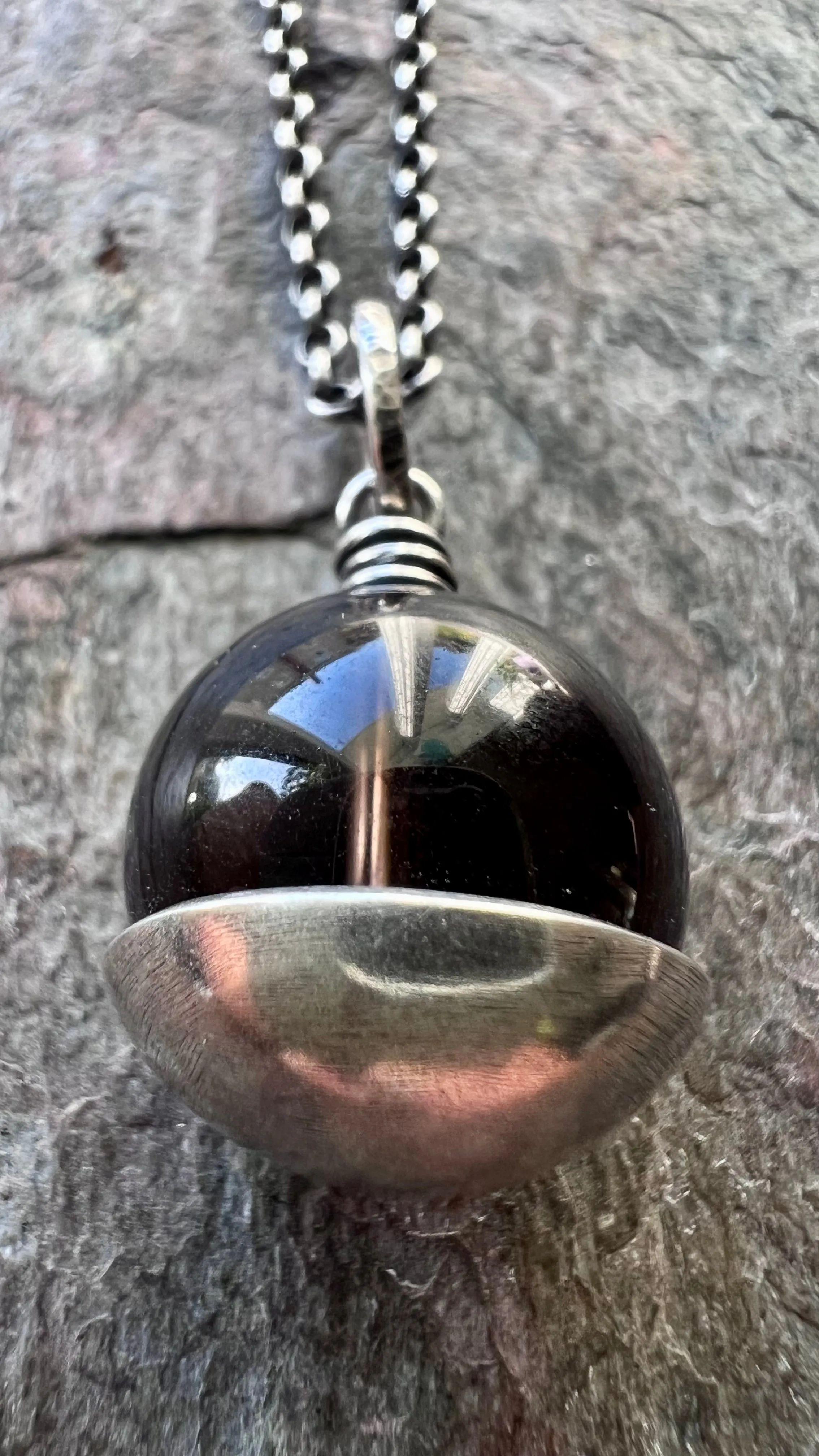 Smoky Quartz Sterling Silver Necklace - Genuine Smoky Quartz Pendant on Sterling Silver Chain