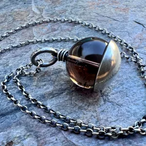 Smoky Quartz Sterling Silver Necklace - Genuine Smoky Quartz Pendant on Sterling Silver Chain