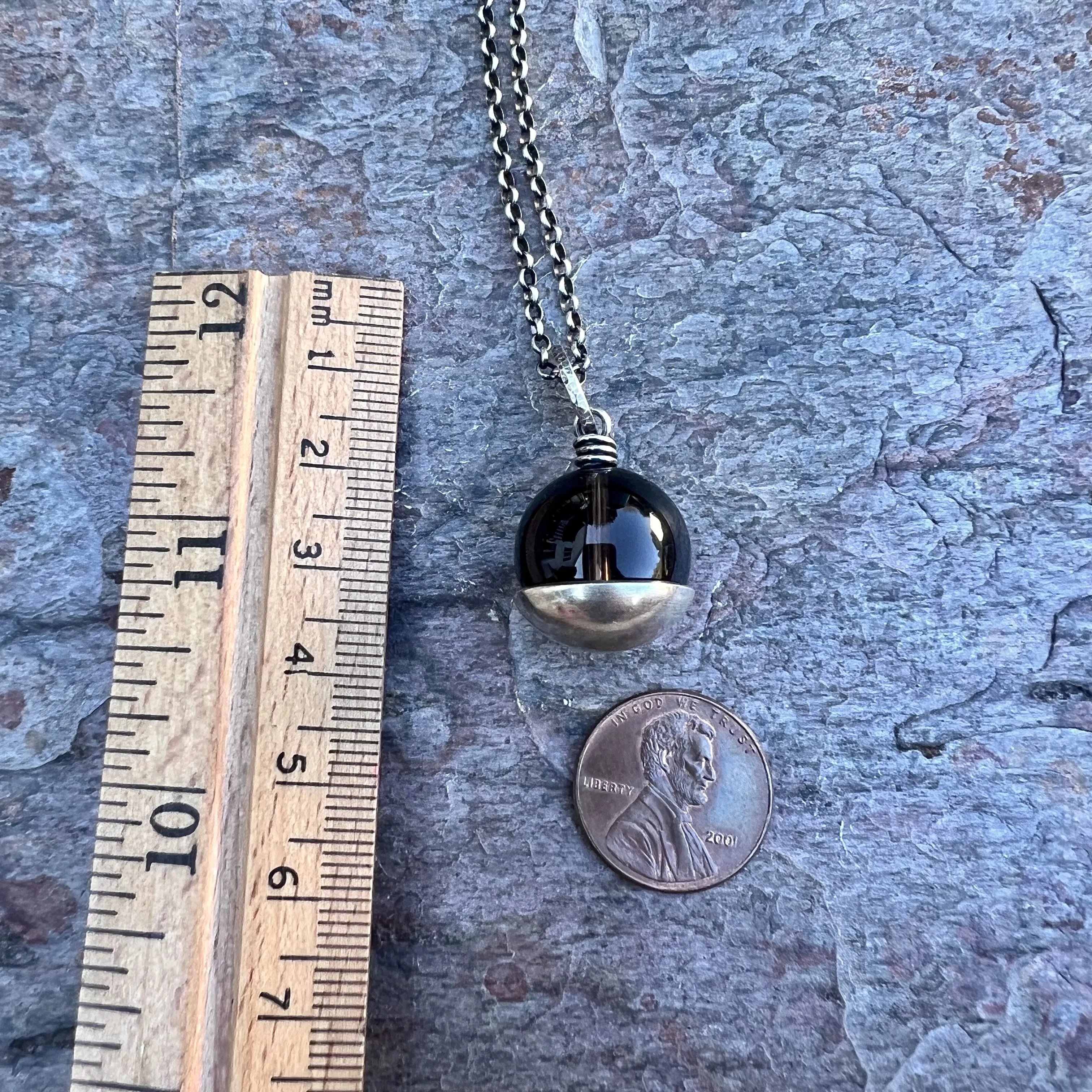 Smoky Quartz Sterling Silver Necklace - Genuine Smoky Quartz Pendant on Sterling Silver Chain