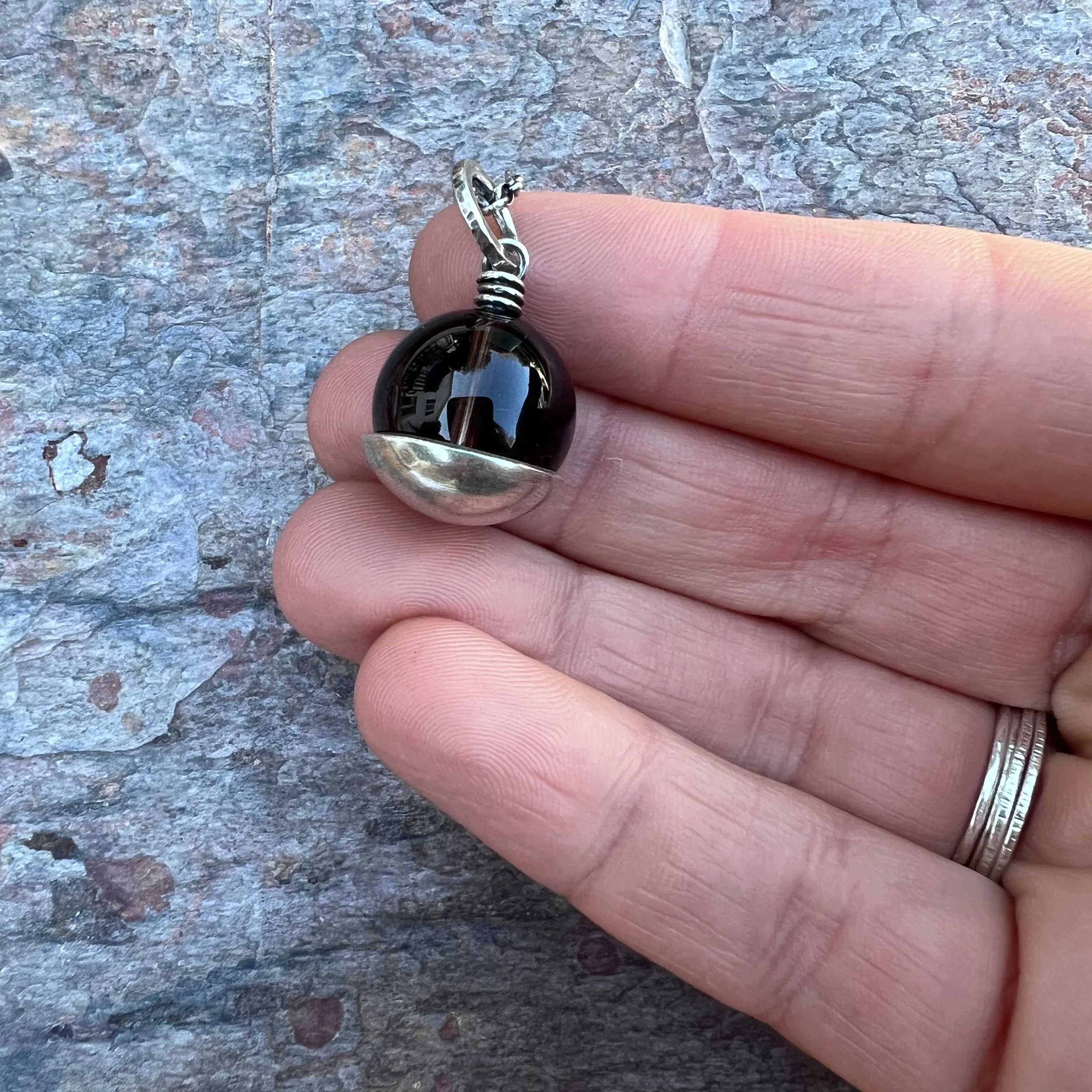 Smoky Quartz Sterling Silver Necklace - Genuine Smoky Quartz Pendant on Sterling Silver Chain