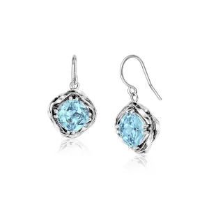 Statement Sterling Silver Aquamarine CZ Wrap Earrings