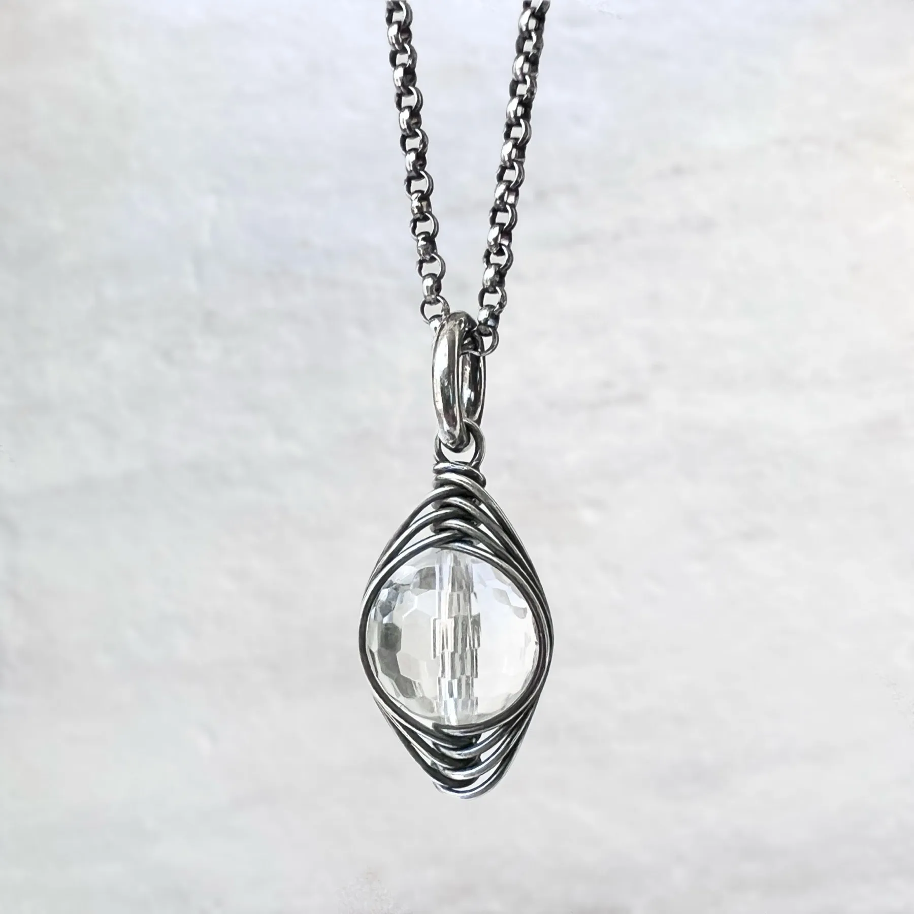Sterling Silver Crystal Quartz Necklace | Natural Quartz Silver or Gold Pendant Dainty Necklace