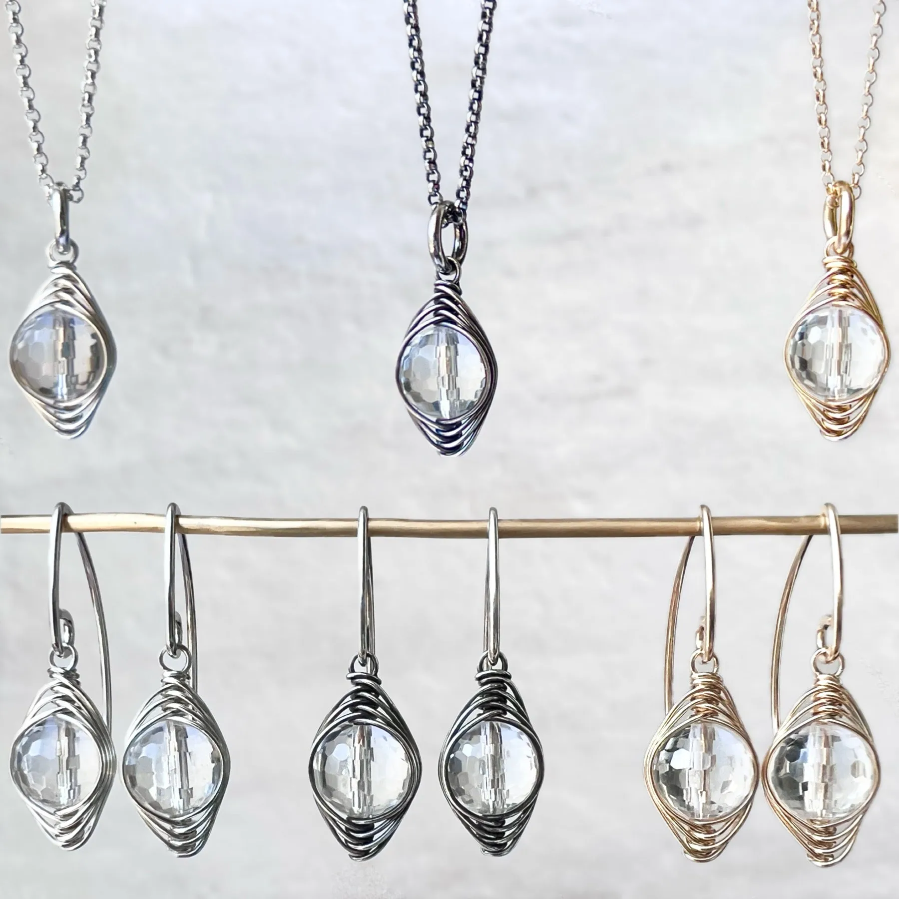 Sterling Silver Crystal Quartz Necklace | Natural Quartz Silver or Gold Pendant Dainty Necklace