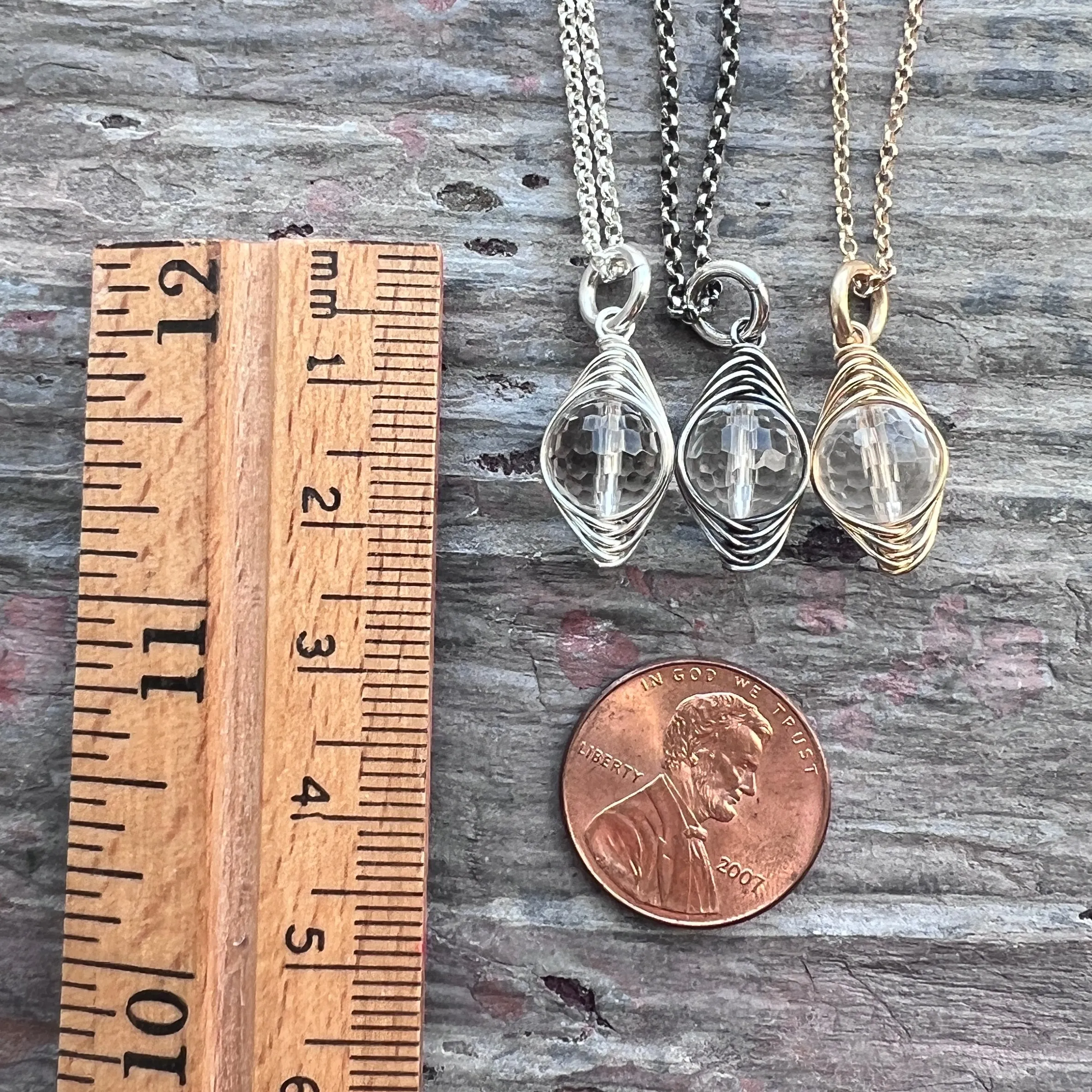 Sterling Silver Crystal Quartz Necklace | Natural Quartz Silver or Gold Pendant Dainty Necklace