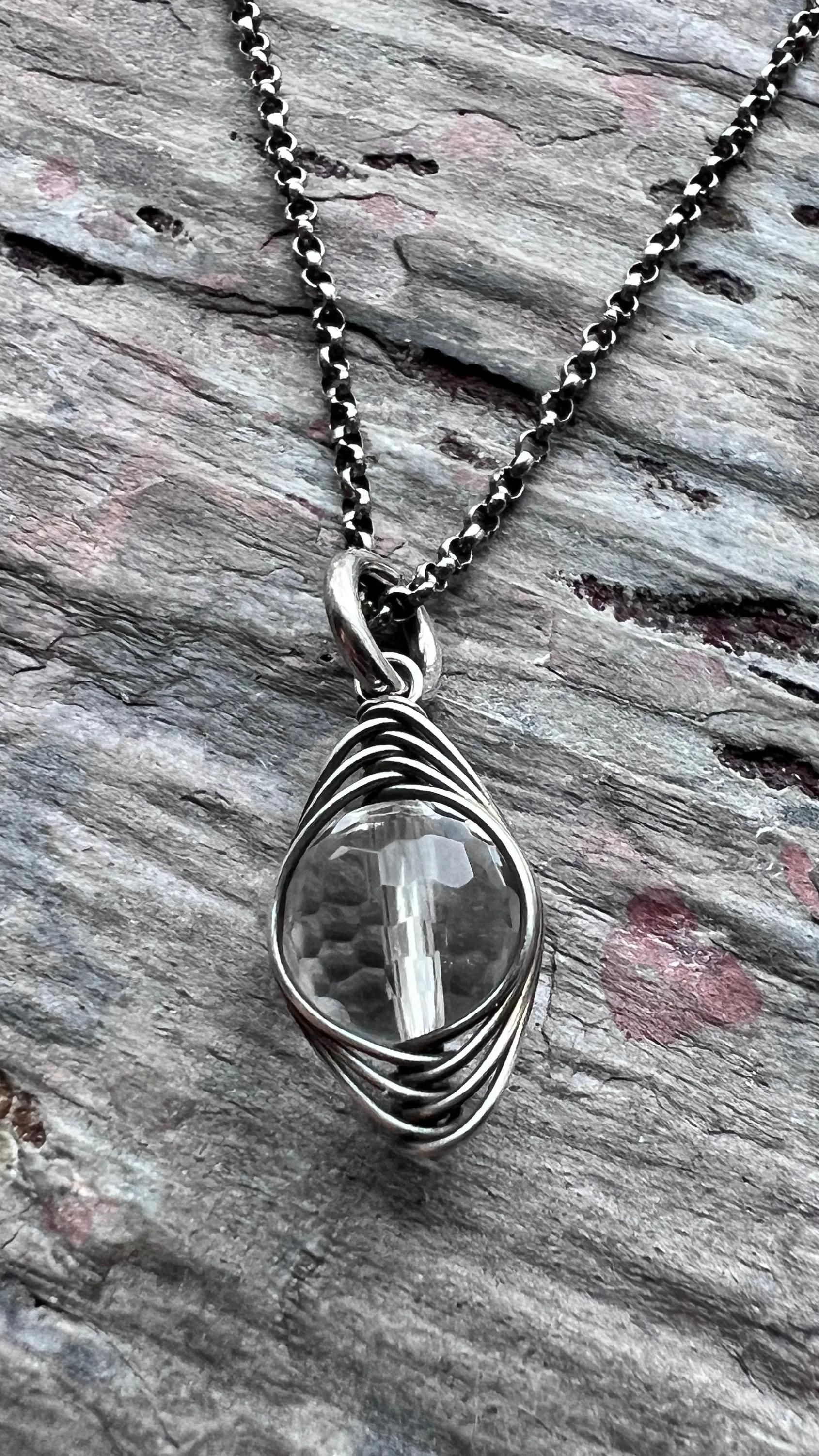 Sterling Silver Crystal Quartz Necklace | Natural Quartz Silver or Gold Pendant Dainty Necklace