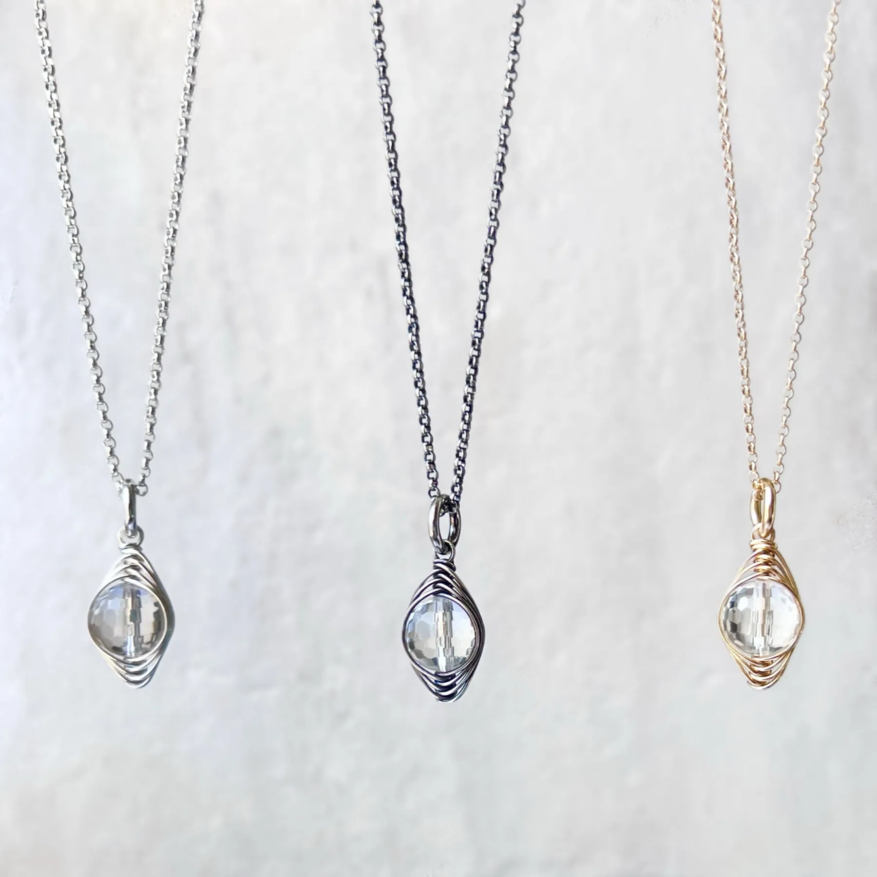 Sterling Silver Crystal Quartz Necklace | Natural Quartz Silver or Gold Pendant Dainty Necklace