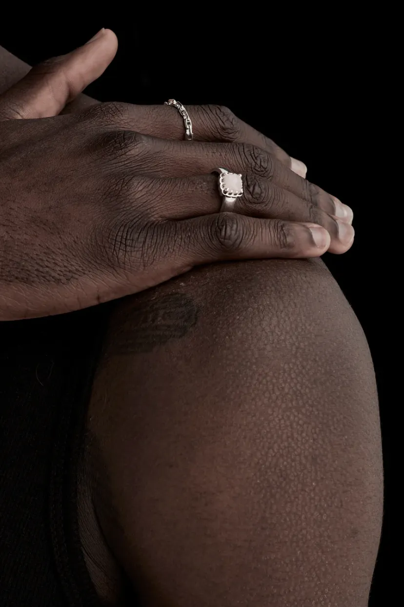 Stolen Girlfriends Club Jewellery - Baby Claw Ring in Rose Quartz/Sterling Silver