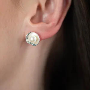 Swirl Pearl Stud Earrings