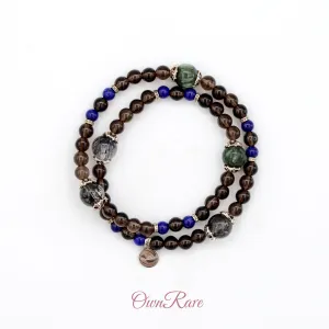 Tea crystal lapis lazuli double ring gemstone bracelet