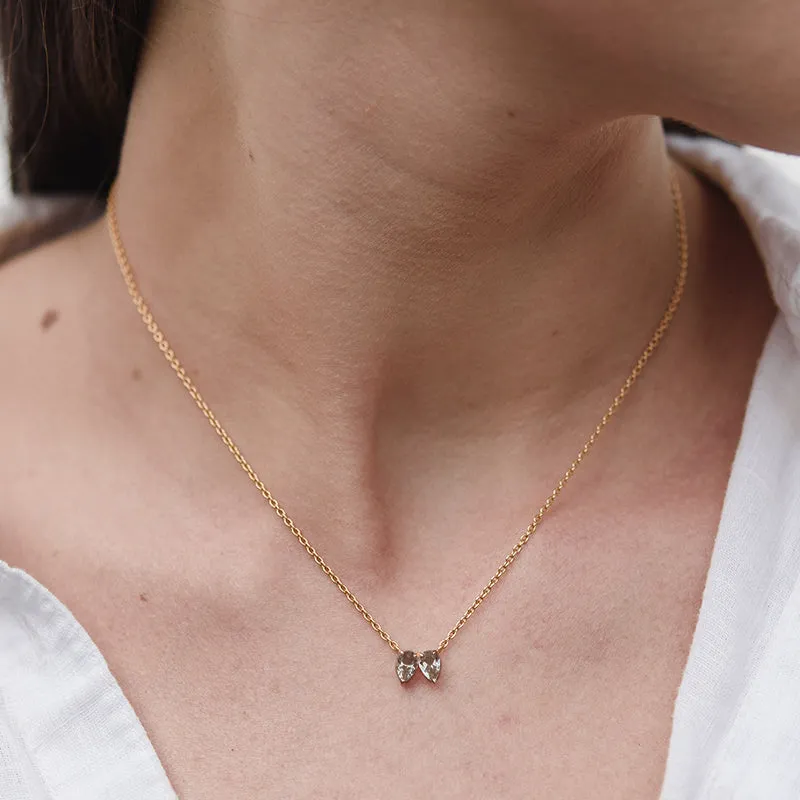 Teardrop Necklace, Smokey Quartz, Gold