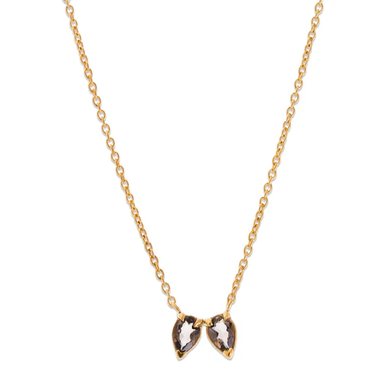 Teardrop Necklace, Smokey Quartz, Gold