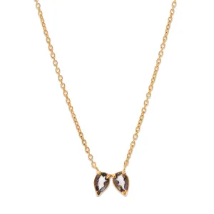 Teardrop Necklace, Smokey Quartz, Gold