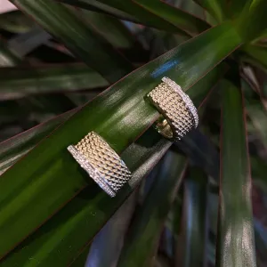 Textured Huggies with White Sapphire Accents