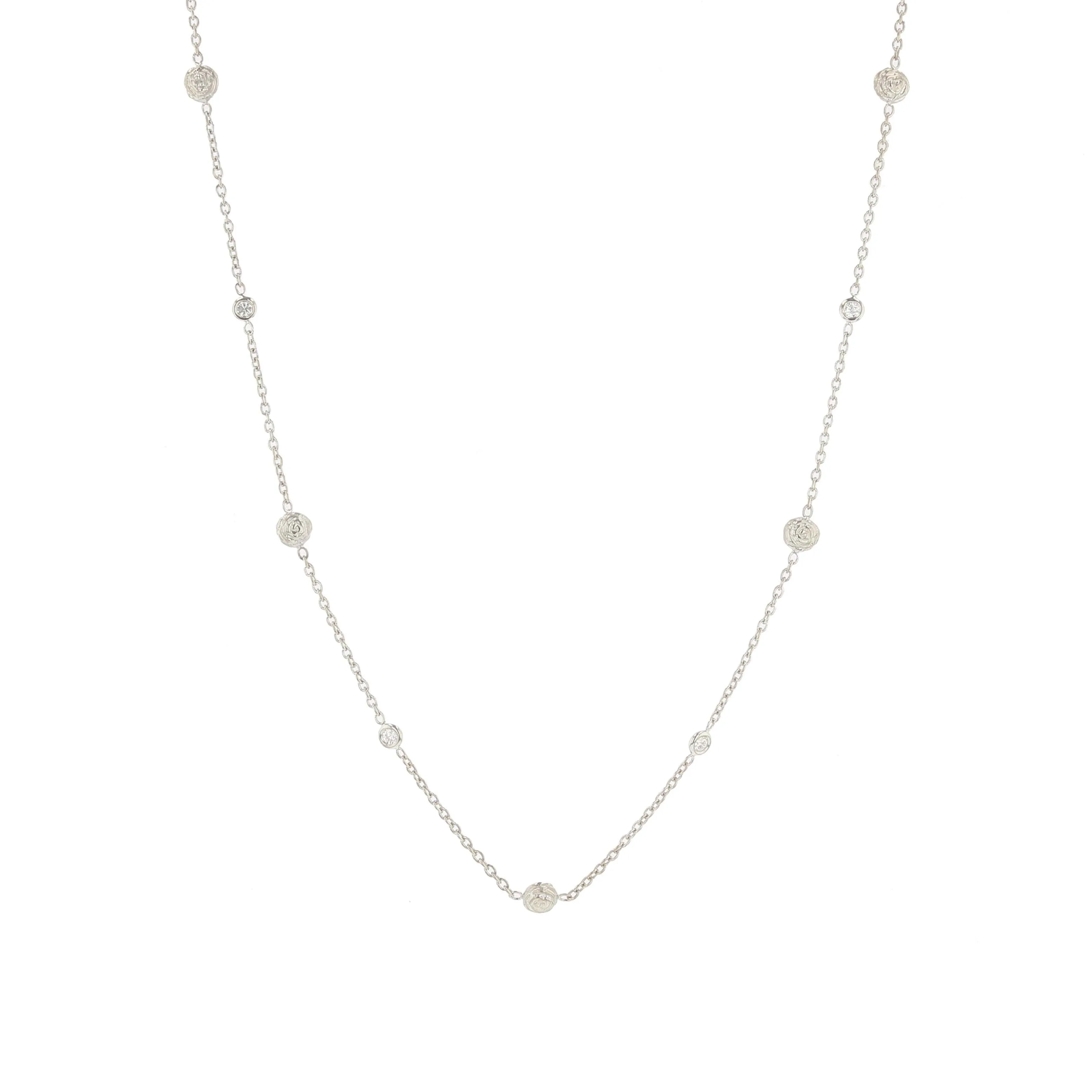 Tiny Rose Bud and Diamond Eyeglass Chain